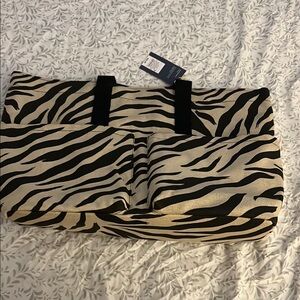 Black and Cream Travel Bag with Animal Print Design